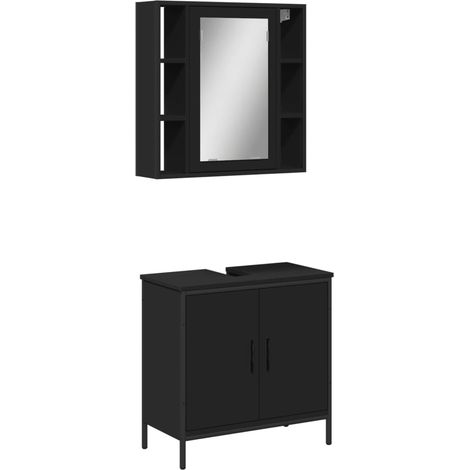 Maison Exclusive - Ensemble de meubles salle de bain 2 pcs noir bois d'ingénierie