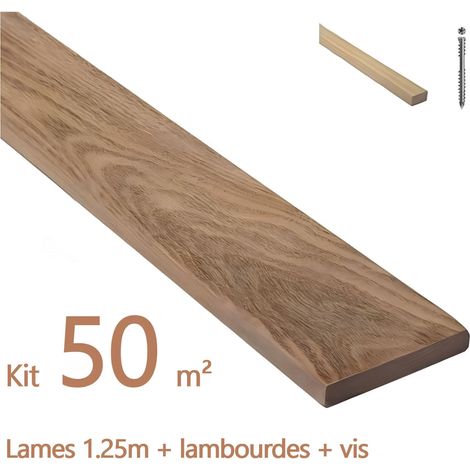 Kit terrasse de 50m² en bois exotique CUMARU Longueur des lames : 1250mm