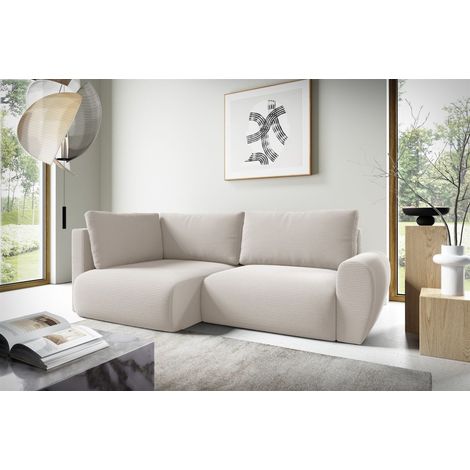 Ecksofa Schlafsofa GALAN MINI Stoff Poso Altweiß Ottomane Links (1/5)