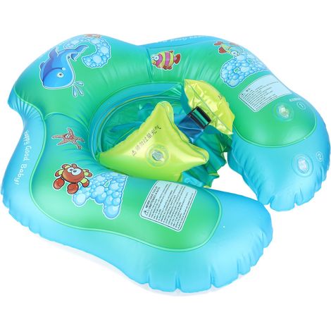 Bouée bébé, matelas de bain gonflable en PVC à motifs de dessins animés, matelas de piscine anti-retournement pour enfants avec gilet de sauvetage (1/5)