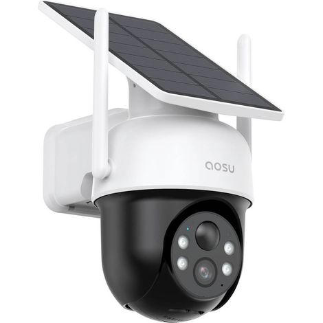 Aosu – Caméra de surveillance extérieure WiFi solaire 3MP – Vision nocturne couleur – Suivi automatique 360° – Alarme sonore et lumineuse – Audio bidirectionnel - AOSU 2 K (1/4)