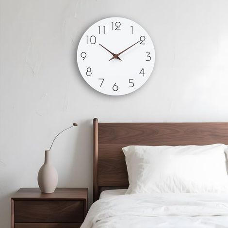 reloj Horloge Murale silencieuse en Bois de sans tic-tac,Fonctionne à Piles,Horloge Murale en Bois Blanc,Minimalista para Cocina (1/5)