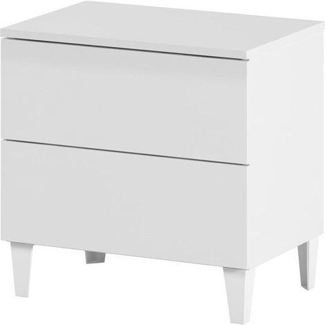 Mesita de noche dormitorio con cajones en blanco brillo 50x49x34 cm (1/10)