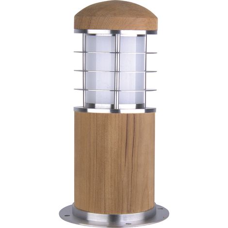 Elstead Poole - Paletto luminoso da esterno 1 luce Acciaio inox, Teak IP55, E27 (1/4)