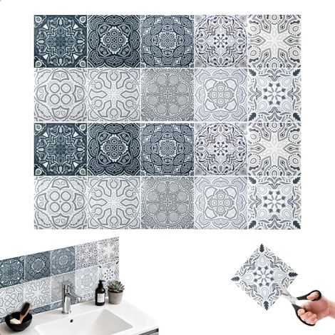 Carrelage Adhesif Mural Salle de Bain 20 Pièces 15x15cm,Rétro Carreaux Adhesif Cuisine Résistant à L'huile et Imperméable,Stickers Carrelage pour Mural,Crédence Cuisine,Bordures et Salle Bain (1/5)