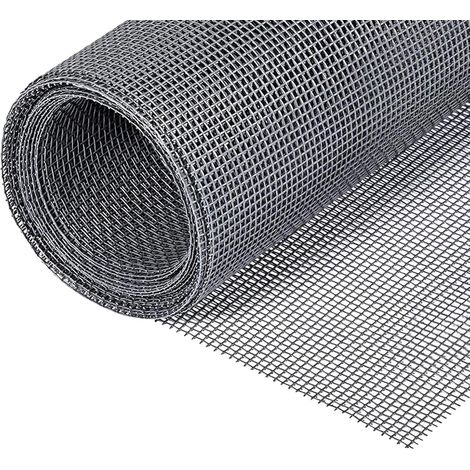 Moustiquaire de fenêtre, 150x300cm Moustiquaire au mètre en fibre de verre bricolable avec brosse de nettoyage, moustiquaire pour fenêtre, porte de balcon et salon, Gris (1/5)