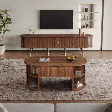MEUBLIV Set soggiorno noce 175x38x45 cm – mobile TV, tavolino sollevabile e contenitore (1/5)