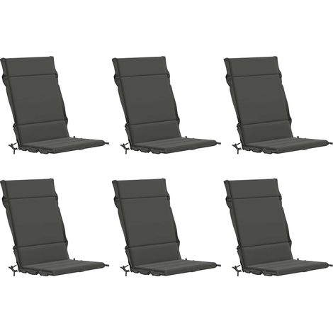 Coussins de Chaise à Dossier Haut pour Jardin et Salon en Polyester Anthracite Lot de 6, 5.95kg (1/5)