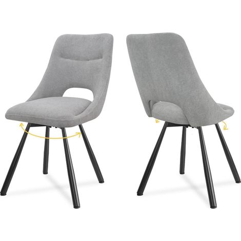 Esszimmerstühle 2er Set drehbar 360° Kaschmir-Stoff grau, ergonomisch gepolstert (1/5)