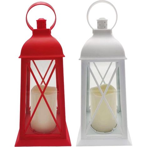 HIGH-TECH SET 2 LANTERNE LED CON CANDELA CM.14X30 H COLORI ASSORTITI (1/2)