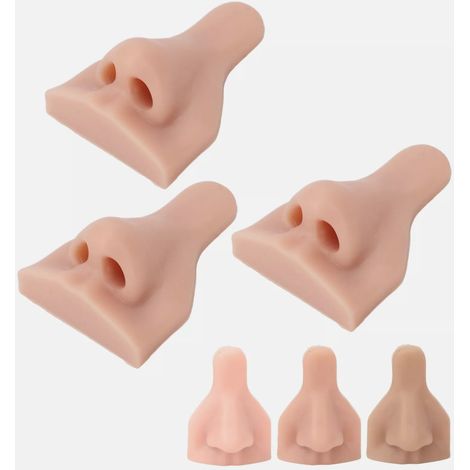 Modèle de nez 3D en silicone pour simulation (lot de 3) : modèle d'entraînement à la piqûre nasale, modèle pédagogique (1/5)