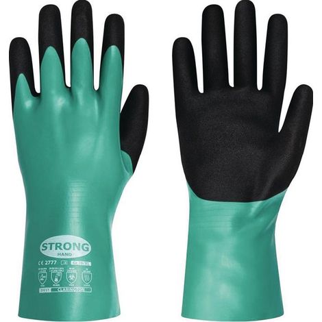 STRONGHAND Chemiehandschuhe CLARINGTON Größe 10 grün/schwarzEN 407/EN 388/EN 374 PSA-Kategorie III (1/4)