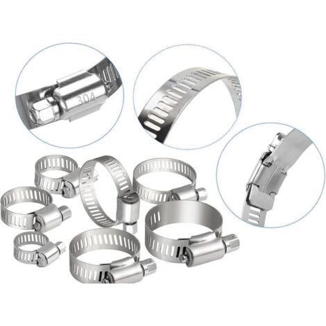 Lot de 20 colliers de serrage en acier inoxydable Colliers de serrage pour tuyau de carburant Pour plomberie automobile, piscine, voiture, étang et jardin (6-12 mm) (1/3)