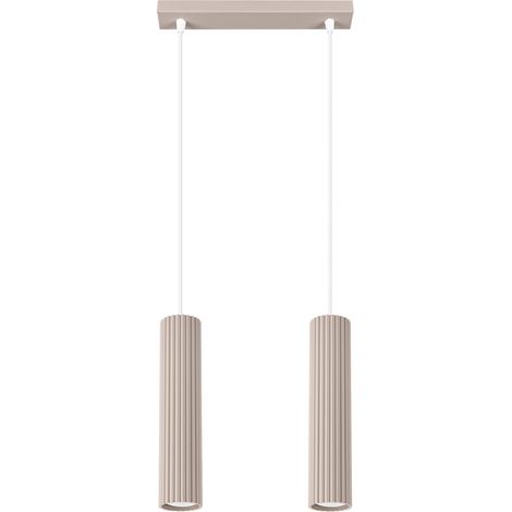 Lampada a sospensione moderna con due tubi ondulati color tortora, 2xGU10 10W, KARBON, Sollux Lighting (1/5)