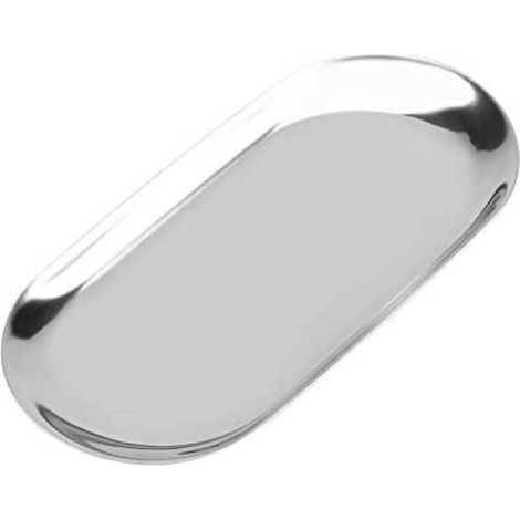Desktop stainless steel cosmetic jewelry storage tray 18X8.5cm (silver) (1/5)