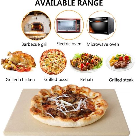 1 Pierre à pizza en bois avec pelle à pizza et spatule, résistante aux chocs thermiques, pour four et barbecue. (1/4)