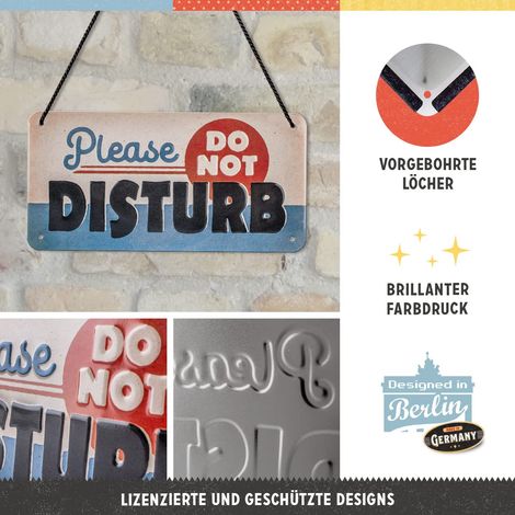 Nostalgic-Art 28057 Targa da appendere, Do Not Disturb – Segnale di avviso per idea regalo, in metallo, Design retrò per decorazione, 10 x 20 cm (1/4)