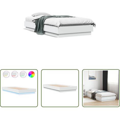 LED-Leuchten - Bettgestell mit LED-Leuchten Weiß 100x200 cm (1/5)