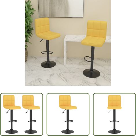 Chaise de bar - Tabourets de bar lot de 2 jaune moutarde tissu (1/5)
