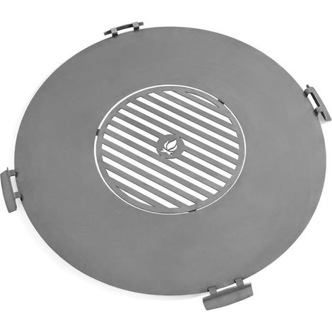 Barbecue Piastra per braciere in acciaio inox da 78 cm con griglia da 36 cm e 4 manici