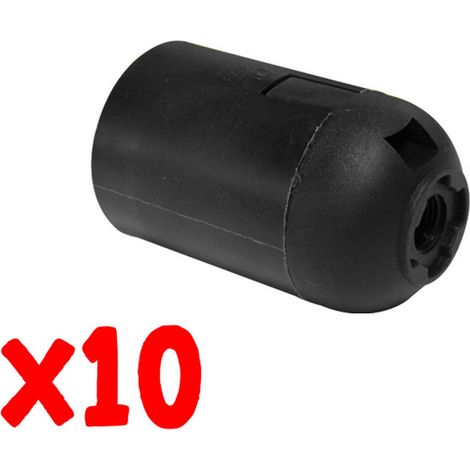 , Blister De 10 Douilles E27 Noires Ignifugées En Pet Avec Contacts En Cuivre De Haute Qualité Pour Systèmes D'Éclairage 250 V 2 A (1/2)