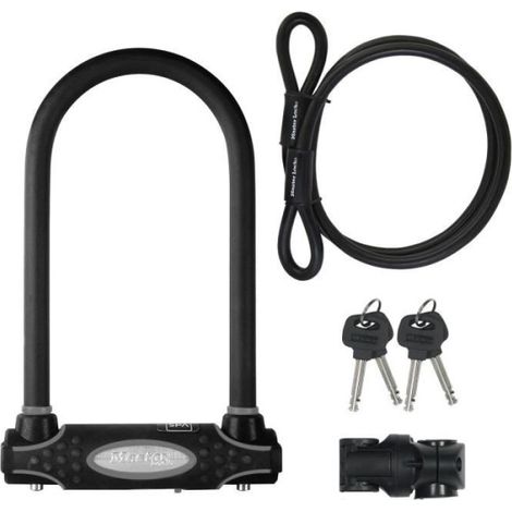 MASTER LOCK Antivol U avec Câble [A Clé] [Support de Vélo Universel] [Antivol Certifié] 8274EURDPRO - Idéal pour les Vélos, Vélos Electriques, VTT et autres