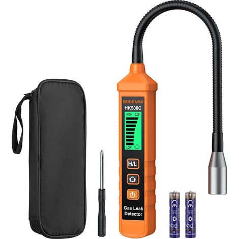 Détecteur Fuite de Gaz,avec Une Sonde Flexible de 8 Pouces-Orange Alarme Sonore et Visuelle,Arrêt Automatique,Portable pour Méthane,Gaz Naturel,Propane(2 Piles Incluses) (1/5)