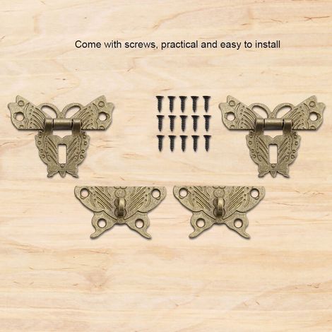 Serrure Vintage à Languette en Zinc Alloy Bronze (2 Pièces) avec Vis pour Boîte de Bijoux en Bois (1/4)
