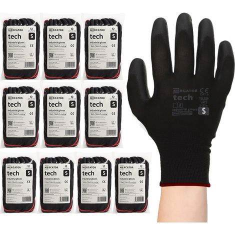 Guantes de trabajo MERCATOR Tech Black+Black PU - Talla S - 120 pares (1/5)