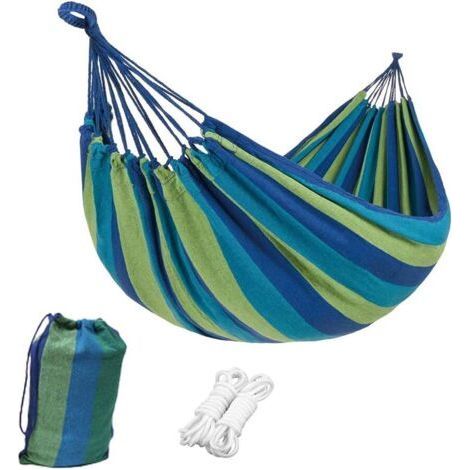 Outdoor Garden Hammock Soft Canvas Single Person Portable Hammock with Carrying Bag (1/5)