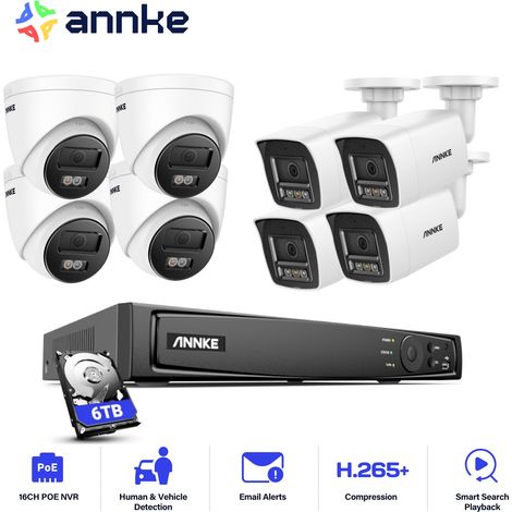 ANNKE 12MP Kit Videosorveglianza Esterno,16CH NVR con Telecamera IP PoE 8X 12MP Visione Notturna Colori,Rilevamento Persone/Veicoli,4 Tower+4 Balle,6TB HDD (1/5)