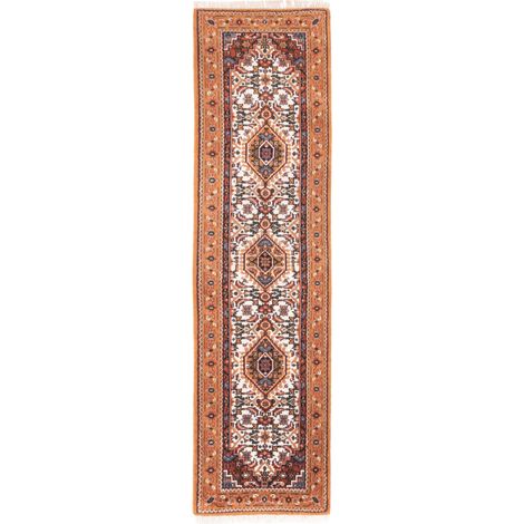 Tapis de Bidjar indien Tapis Bombay - Tapis oriental - 300x80cm, Rectangular - 100% Laine vierge - Noué main - Beige (1/5)