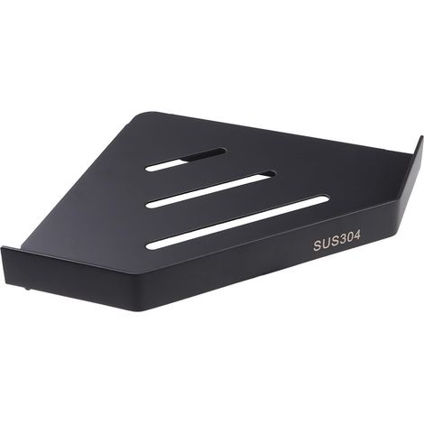 Black Corner Shelf, No Drilling Required, Practical Stainless Steel Wall Mount for Bathroom, Shampoo and Grooming Products (1/5)