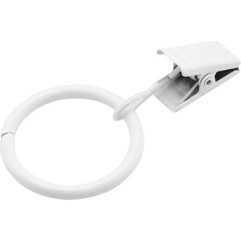 20 pcs anneaux de rideau avec clips, Crochets de rideau pour tringle à rideau et rideau de douche, Diamètre intérieur 32 mm, Blanc