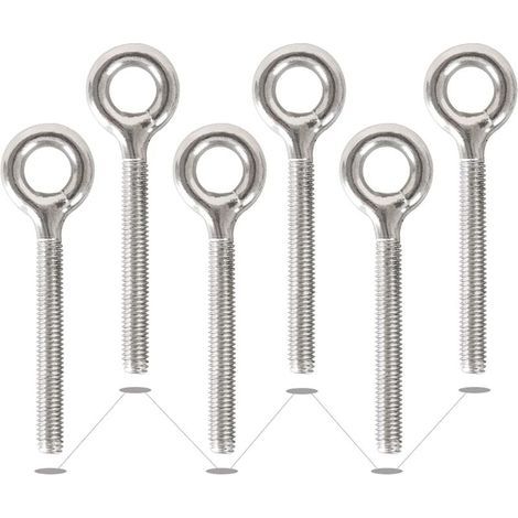 6 Pack M10 304 Anneaux en Acier Inoxydable Soudés Fermés Boulons à Oeil de Tige Filetée Résistant à La Corrosion-Vis à œil (1/4)