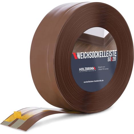 HOLZBRINK Plinthe Souple Autoadhésive Noir Plinthe pliable, 50x20 mm, 5 m