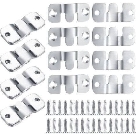 16 Pièces Support Montage Encastré Dissimulé, Supports Suspension Emboîtement Robuste, Connecteur de Meubles, Matériel Suspension Mural Acier Inox Suspendu pour Photos, Miroirs, Sffichage d'i (1/5)