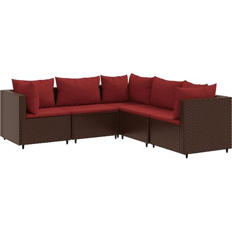 Maison Exclusive - 5-tlg. Garten-Lounge-Set mit Kissen Braun Poly