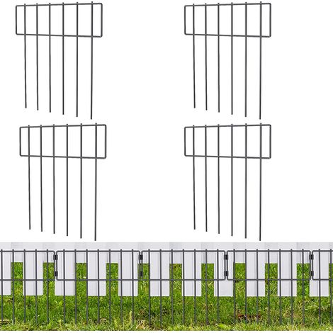 Lot de 4 clôtures pour animaux, 17 in(H) X 27 Ft(L) Clôture de jardin décorative, chien lapins piquets de défense pour jardin, forme en T. (1/5)