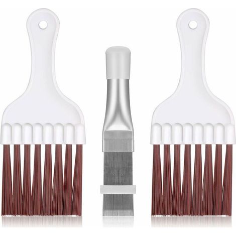 3 Pièces Brosse de Nettoyage pour Condenseur de Climatiseur, Nettoyeur d'Ailettes de Climatiseur en Acier Inoxydable, Brosse de Fouet de Nettoyage de Bobine de Réfrigérateur,de (1/4)