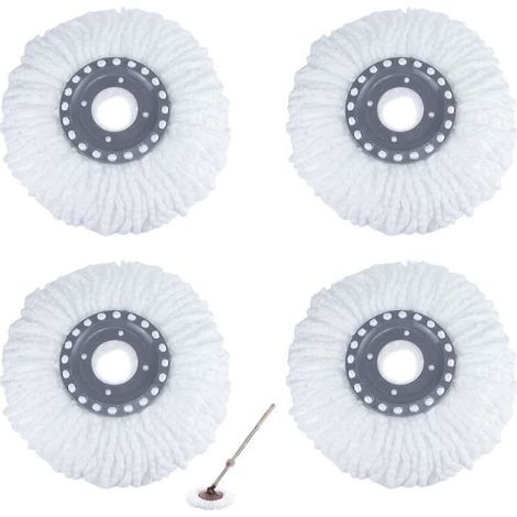 4PCS Tête de Balai Serpillère en Fibre Rotation à 360 Degrés Ultrafine Têtes de Balai à Franges Forte Absorption d\'eau Tête (1/4)