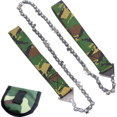 Scie à Chaîne de Poche - Acier Inoxydable - Longueur Totale 103 cm - Pour Survie en Plein Air, Camping, Chasse - 1 Pièce (1/5)