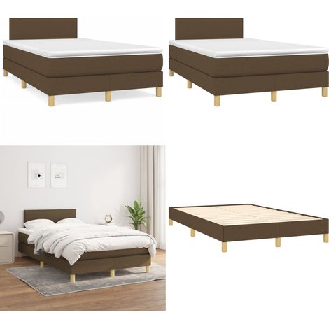 Sommier à lattes de lit et matelas marron foncé 120x190cm tissu - Matelas de lit - Sommier (1/5)