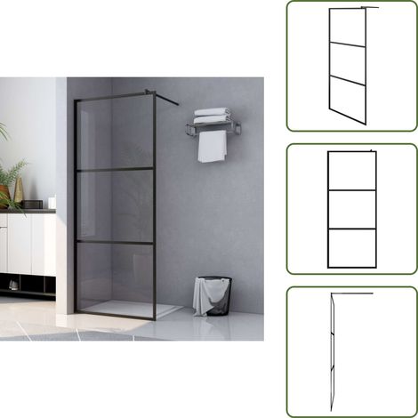 vidaXL Parete Doccia Walk-in in Vetro Trasparente ESG Nera 80x195 cm
