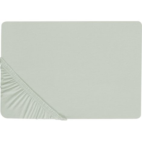 Sábana de algodón verde claro 200 x 200 cm ajustable bordes elásticos sólido Janbu