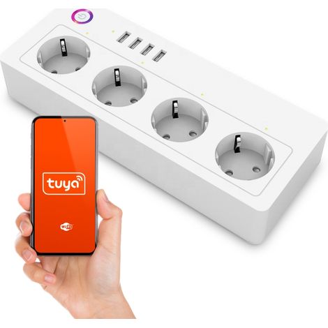 Multipresa 230V con porte USB, compatibile con computer, TV, elettrodomestici, Wi-Fi e misurazione dell'energia Tuya. (1/5)