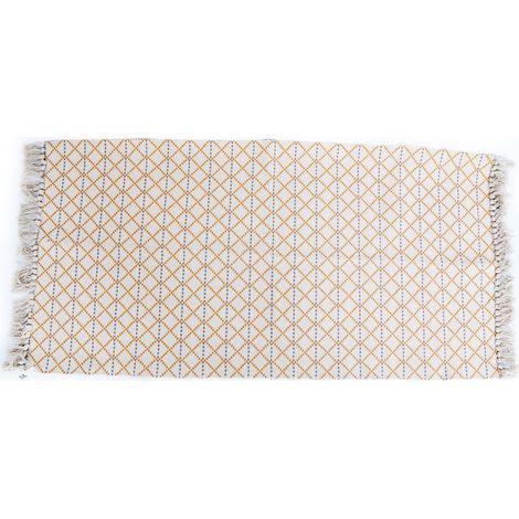 Tapis rectangulaire motif ethnique à franges RAASA