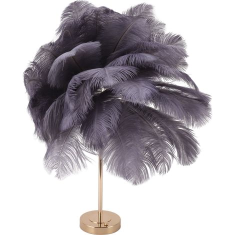 Lampe de chevet Feather, 3 couleurs, variateur tactile, prise USB, style romantique et moderne, grise. (1/5)