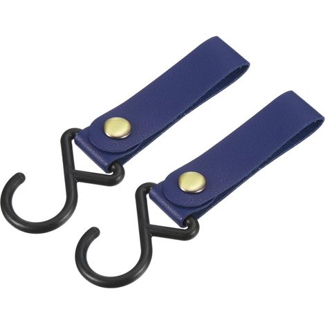 2 Pack PU Leder S Regal Haken pour Camping Aufhänger Plastik Außenzubehör Bleu (1/5)