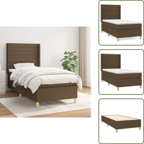 Sommier à lattes de lit avec matelas Marron foncé 90x200 cm - Lit Double - Lit Plateforme - Matelas À Ressorts Ensachés - Literie - Chambre À Coucher